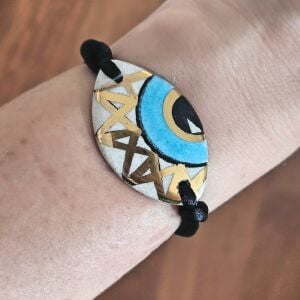 Gold Evil Eye İp Bileklik Siyah