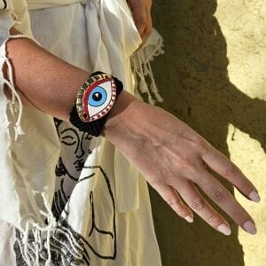 Evil Eye Gold Örme Bileklik
