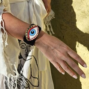 Evil Eye Gold Örme Bileklik