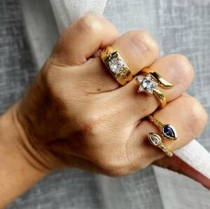 Taşlı Yıldız Ayarlanabilir Yüzük