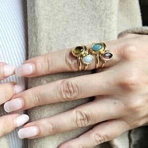 Minimal Doğal Taş Ayarlanabilir Yüzük