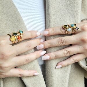 Minimal Kedi Gözü Ayarlanabilir Yüzük