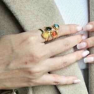 Minimal Kedi Gözü Ayarlanabilir Yüzük