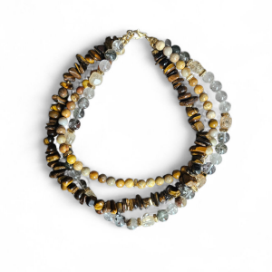 Üçlü Karışık Doğal Taş Kolye