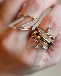 Taşlı Geometrik Ayarlanabilir Yüzük