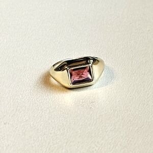 Bordo Taşlı Ayarlanabilir Yüzük