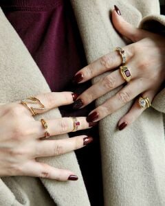 İkili Damla Taşlı Ayarlanabilir Yüzük