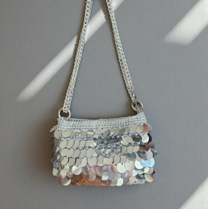 Pullu Gümüş Gece Çantası