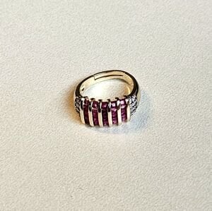 Büyük Bordo Taşlı Ayarlanabilir Yüzük