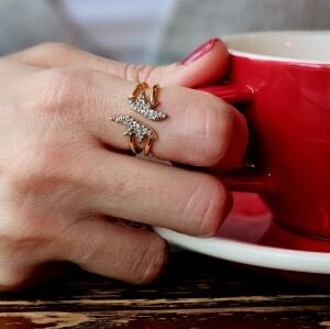 Yarım Yıldız Taşlı Ayarlanabilir Yüzük