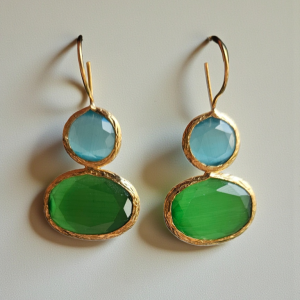 Cat's Eye Küpe Mavi-Yeşil