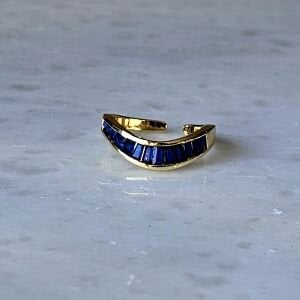 Mavi Taşlı V Yüzük