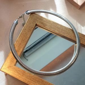 Gümüş Ezme Choker Kolye
