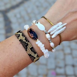 İnci-Hematit Bilezik