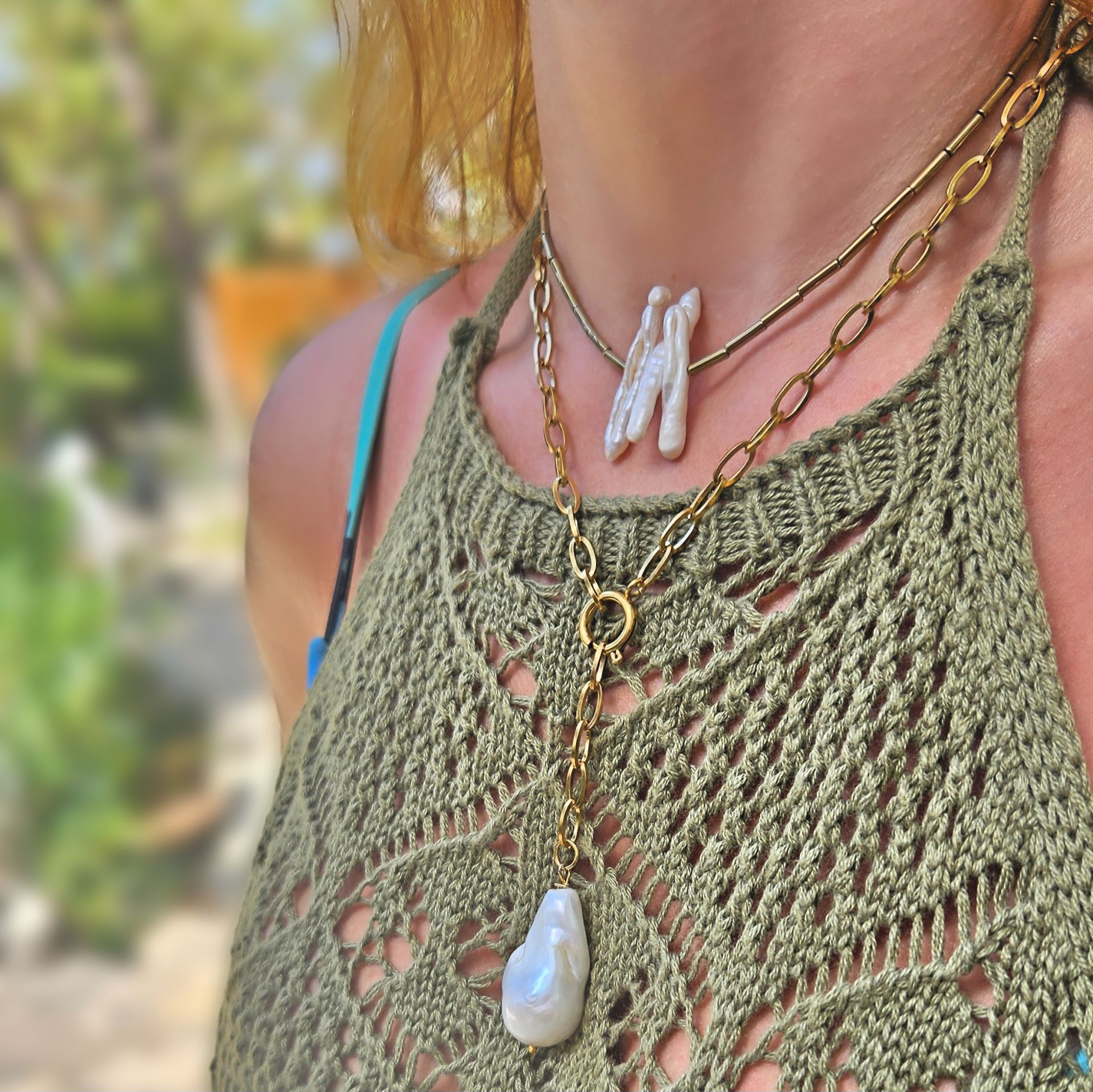 Çubuk İnci Hematit Kolye