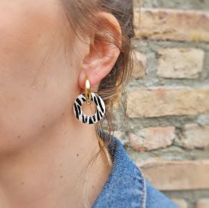 Zebra Halka Küpe